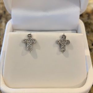 Diamond Cross Earrings